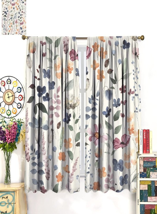 AuiMzoo Watercolor Floral Curtains, Spring Colorful Vintage Floral Nature Pattern for Bedroom Living Room Blackout Noise Reduction Curtains, Set of 2 Panels,42X45 Inch - Image 3